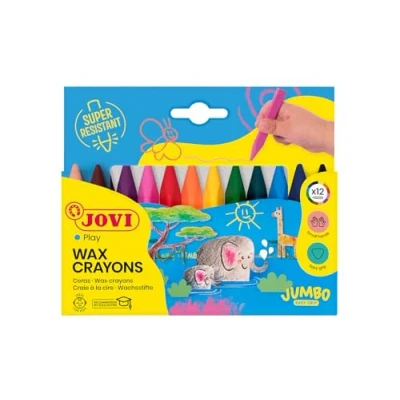 Imagen de Jovi Ceras triangulares Triwax, estuche de 12 unidades, multicolor, super resistentes, no manchan (973/12)