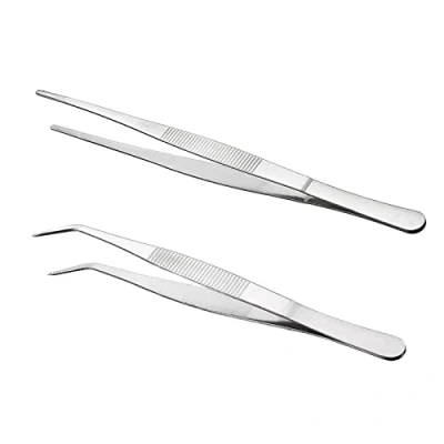 Imagen de pinzas dobladas para romas, 25 cm, acero inoxidable, profesional, antideslizantes, largas, rectas, juego de 2 en ángulo mascotas acuáticas, corales