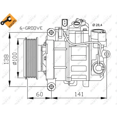 Imagen de NRF EASY FIT 32263 compresor de Aire Acondicionado 6SEU14C 12 PAG 46 con aceite PAG, junta anular AUDI: A4 B6 Berlina, Avant