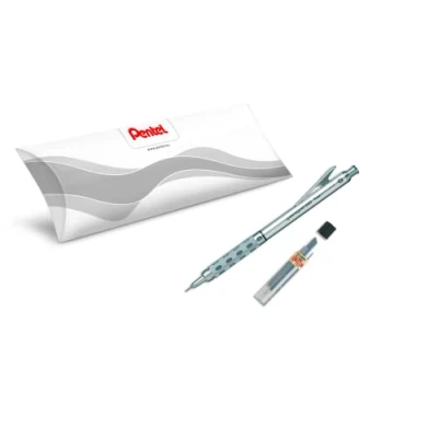 Imagen de Pentel GraphGear PG1015 A, Portaminas técnica cuerpo metal 0,5 mm + 1 estuche de 12 minas Hi Polymer Super C505 HB, A/C505 HB