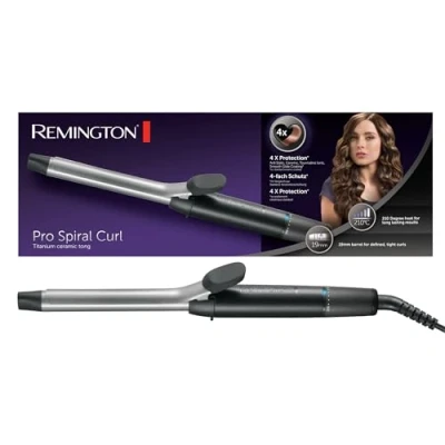 Imagen de Rizador Remington Pro Spiral Curl CI5519, 8 niveles temperatura, Revestimiento de cerámica, Calentamiento rápido, 210ºC, Gris