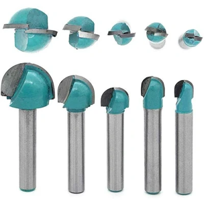 Imagen de DingGreat 5Pcs 6mm de Mango fresas punta redonda para carpintería, Redondo Nose Cove Core Box Router Bit