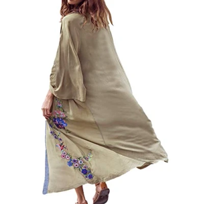 Imagen de YouKD Vestido Largo de Kimono Cardigan para Mujer Traje baño Bohemio Batas Playa
