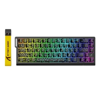 Imagen de ATTACK SHARK X68 HE Teclado 8000Hz Rapid Trigger, Gaming RGB con Interruptor Magnético de 60%, Precisión RT 0,01 mm, Actuación Ajustable, Snap Tap, para PC/Mac, Contornos Negros