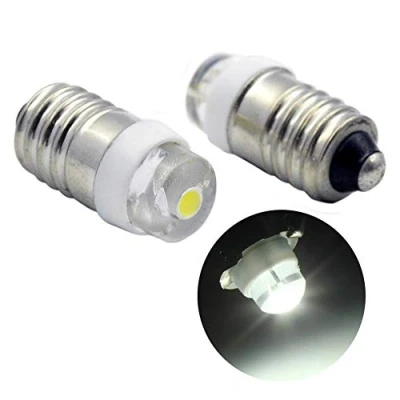 Imagen de Ruiandsion E10 Bombilla LED DC 3 18V 0.5W 6000K Blanco 200LM para Linterna antorcha antorcha, Tierra negativa (paquete de 2)