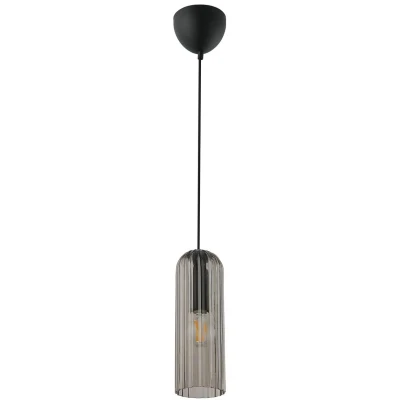 Imagen de Nordlux Lámpara colgante Miella, cristal estriado, gris humo/negro