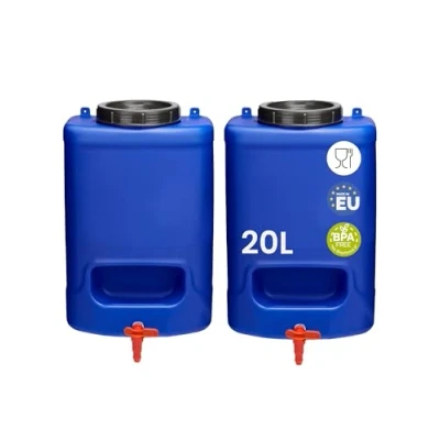 Imagen de Garronda Bidón Boca Ancha Garrafa Agua con Grifo sin BPA Bidon 20 litros Depósito de Deposito Camper 2 Pack Azul GD 0084