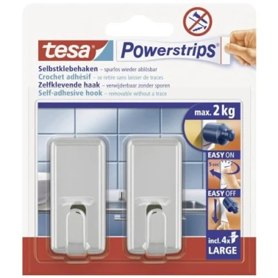 Imagen de tesa Powerstrips Hooks Large CLASSIC Chrome