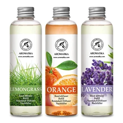 Imagen de Recarga de Difusor Lemongrass &amp; Naranja Lavanda 3x200ml Fragancias Ambiente Intensas y Duraderas para Hogar Aromaterapia Perfume Ambientador