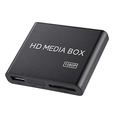 Imagen de 1080p HD Media Player, Mini VGA Home Theater Player Box Soporte MMC RMVB MP3 AVI MKV con Control Remoto Admite Tarjetas SD y Dispositivos USB(EU)