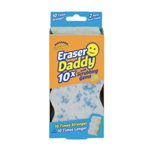 Imagen de Scrub Daddy Eraser 10x, Esponja Magica, Borrador Magico Limpiador de Paredes Doble Cara para Fregar, Esponjas Limpieza Multiusos, Eliminador Marcas Mágicas, Azul Paquete 2
