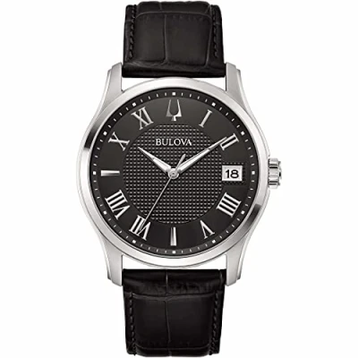 Imagen de Bulova Reloj Analógico para Hombres de Cuarzo con Correa en Cuero 96B390