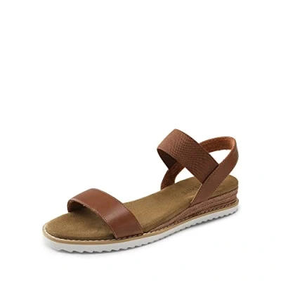 Imagen de DREAM PAIRS Sandalia de Vestir Mujer Cuña Zapatos Tacón BajoAlpargatas Clásicos Punta Redonda con Hebillas y Tiras Verano MARRÓN SDPW2310W E Talla 40 (EUR)