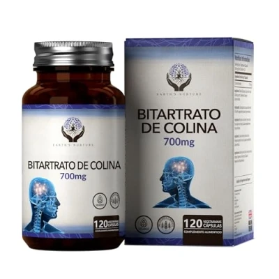 Imagen de en Colina 120 Cápsulas Suplemento 700mg Choline Bitartrato por Porción de Alta Potencia Sin OGM, Gluten ni Alérgenos Fabricado el RU