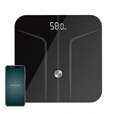 Imagen de Báscula inteligente Cecotec Surface Precision 9750 Smart Healthy, Hasta 180 kg, Apagado y encendido automático, Vidrio templado, App, Negro