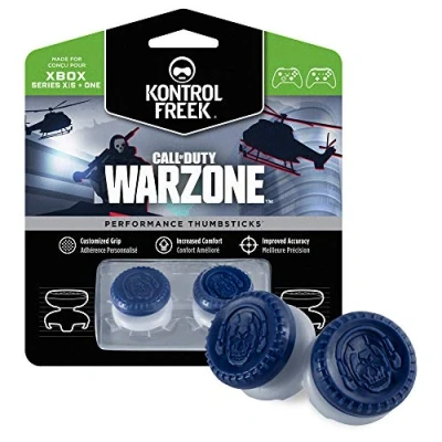 Imagen de KontrolFreek Call of Duty: Warzone Performance Thumbsticks para Xbox One and Series X 2 con elevación, híbridos azul/gris