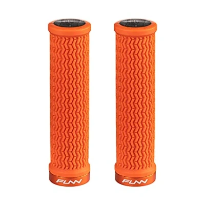 Imagen de Funn Holeshot Puños para Bicicleta de Montaña con Abrazadera Bloqueo Único, Ligeros y Ergonómicos Diámetro Interior 22 mm (Naranja)