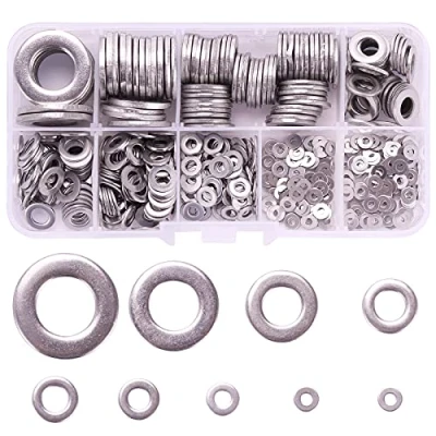Imagen de Rantecks ​​580PCS 304 acero inoxidable Juego de surtido Arandelas sellado Junta arandela plana M2 M2.5 M3 M4 M5 M6 M8 M10 M12