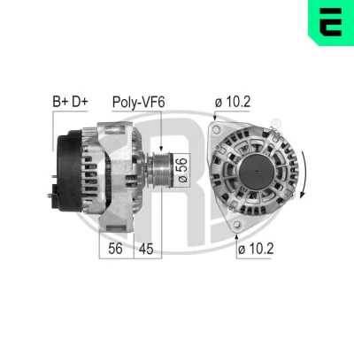 Imagen de ERA 210098A Alternador 14V 115A MERCEDES BENZ: Clase E Sedán, Sprinter 2 T Bus, 3 Furgoneta