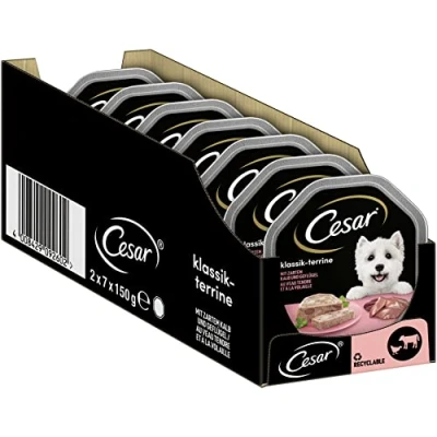 Imagen de Comida para Perros, pienso húmedo clásico, de Ternera y Ave, Pack 7 Unidades, (Cada Unidad con 2 Cuencos 150 g)