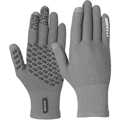 Imagen de GripGrab Guantes de Ciclismo Invierno Primavera Merino II Sotoguantes Largos Punto Antideslizantes Táctiles