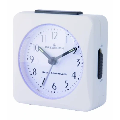 Imagen de Precision PREC0050 Reloj Despertador con radiocontrol, Funciona 1 Pila AA, Color Blanco