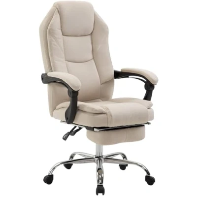 Imagen de CLP Silla De Oficina Castle En Tela I Ejecutiva Reposapiés Extraíble &amp; Respaldo Reclinable Escritorio Ergonómica Color:, Color:Crema