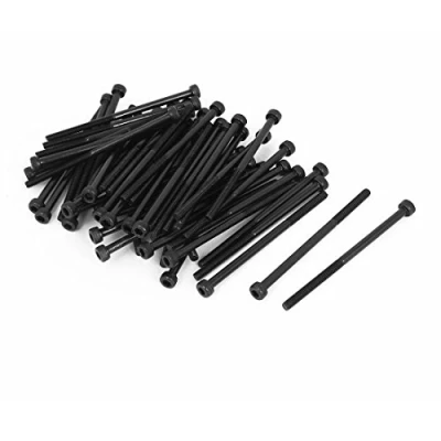 Imagen de sourcing map sourcingmap® M3x55mm Tornillos de máquina cabeza hueca Perno hexagonal aleación acero 12.9 50pcs negro