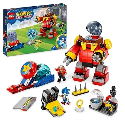 Imagen de LEGO 76993 Sonic The Hedgehog vs. Death Egg del Dr. Eggman, Robot de Juguete con Esfera Velocidad, Lanzador y 6 Figuras Personajes, Regalo para Niños Niñas