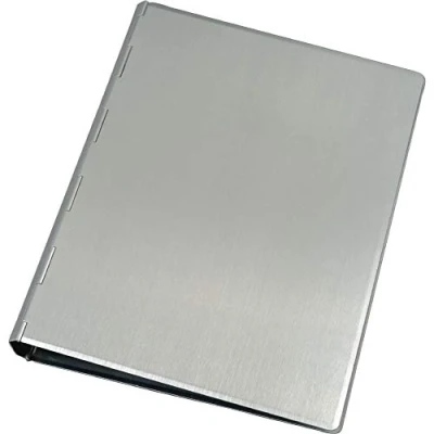 Imagen de Alassio 40111 carpeta de anillas aluminio, cuaderno, color plateado, aprox. 24,5 x 18,5 2,5 cm, metal A5, aluminio para bloc A5