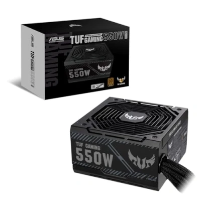 Imagen de ASUS TUF GAMING 550B Fuente de alimentación 550W Bronze (80 Plus Bronze, Grado Militar, Doble rodamiento Bolas, Revestimiento PCB, Axial Tech, tecnología 0db, Cables apantallados) Negro