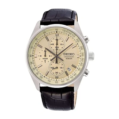 Imagen de Seiko Reloj Analógico para Hombre de Cuarzo japonés con Correa en Cuero Genuino SSB383P1
