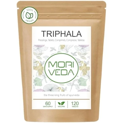 Imagen de Triphala tabletas 1000mg (120 o 360 piezas) Ayurvedic real frutas Amla (Amalaki), Hiritaki, Bibhitaki producto de calidad MoriVeda tabs)