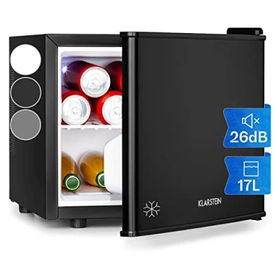Imagen de Klarstein Nevera Pequeña Portatil Eléctrica, Mini Silenciosa, Habitación, Caravana, Oficina, Frigorificos Pequeños 3 Niveles Frío, para Refrescos, Cervezas, Cosméticos, Minibar 0 15C, 17 l.