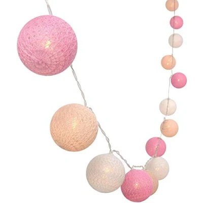 Imagen de Treer Luces de Bolas Algodón Cadena Navidad, Batería Lámpara Guirnalda Luminosa Hogar, Jardín, Patio, Fiesta, Vacaciones, Boda Decoración (3M 20 Pelotas,Rosado)