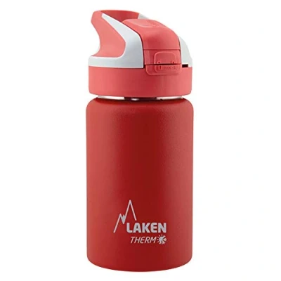 Imagen de Botella de Agua Térmica al Vacío Acero Inoxidable Doble Pared Laken (0,35L Rojo) Tecnología 24 Horas Frío Ideal para Trabajo o Deporte Cierre Hermético y Uso Vertical