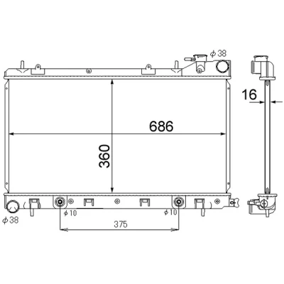 Imagen de MAHLE ORIGINAL CR 1874 000S Radiador, refrigeración del motor 686 360 16 Aletas soldadas SUBARU: Forester II