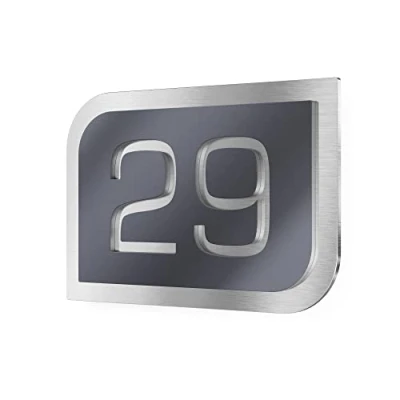Imagen de GRAVIERS DESIGN Número de Casa Exterior Personalizable Acero Inoxidable. 160x110 mm en Antracita RAL 7016 Resistente a la Intemperie. Para Puertas y Portales. [Made in Germany]