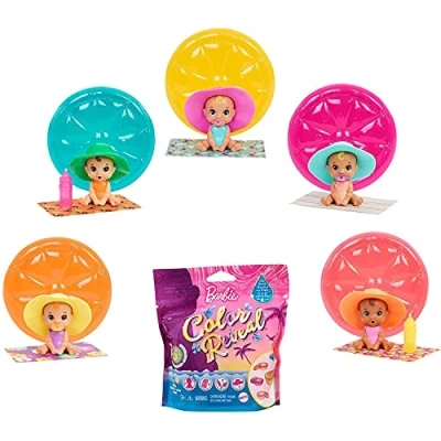 Imagen de Barbie Bebés Color Reveal Arena y Sol, muñeco Sorpresa con Sombrero Accesorios de Juguete (Mattel GTT12)
