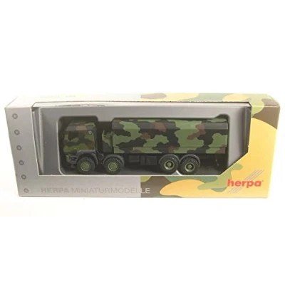 Imagen de herpa Miniatura del camión Iveco Trakker 8x8 con Plataforma protegida, Escala 1/87, maqueta de colleción, modelismo, Modelo aleman, Figura plástico