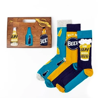 Imagen de Urban Eccentric Juego de Regalo Calcetines cerveza para hombre 3 pares ricos algodón premium Novedad Regalos, multicolor, 7 11