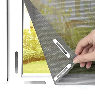 Imagen de EASYmaxx Mosquitera antipolen para ventanas con Magic Click Cortada a medida todas las de hasta 150 x 130 cm Fácil instalación 12 imanes sin taladrar ni atornillar [Antracita]