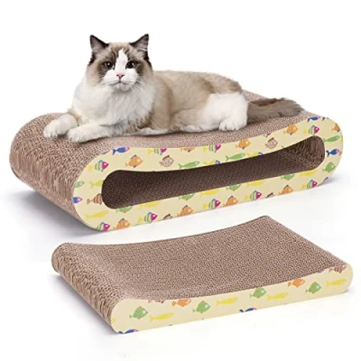 Imagen de Nobleza Rascador Cartón para Gatos Tableros 2 en 1 con Hierba Gatera, de Corrugado, Muebles, Disponible Ambos