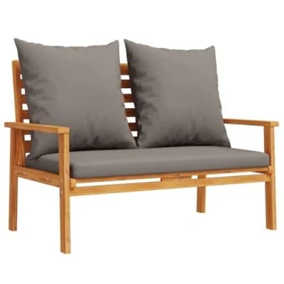 Imagen de vidaXL Banco Sofá de Jardín con Cojines, Banca Respaldo Reposabrazos, Asiento Pícnic, Mueble para Parque Patio Terraza, Madera Maciza Acacia