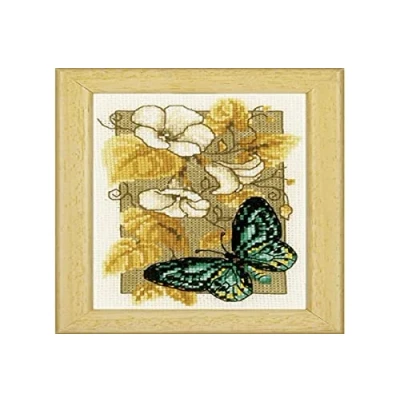 Imagen de Vervaco Kit Miniature Papillons et Fleurs, Algodón, Multicolor, ca. 8 x 12 cm / 3,2&quot; 4,8&quot;