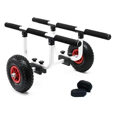 Imagen de WilTec Carrito para Transporte de Kayak y Canoa, Aluminio 90kg Ruedas neumáticas Ø26cm &amp; Ancho Ajustable