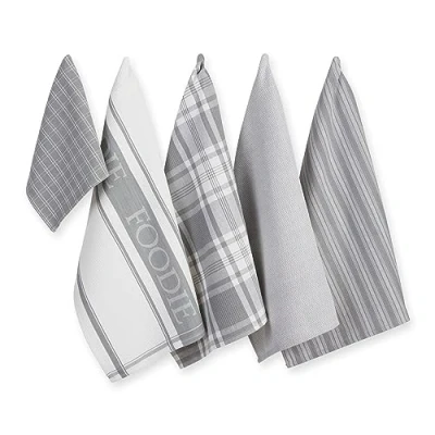 Imagen de DII Everyday Collection Foodie Juego de 5 paños Cocina y Cocina, Color Gris Claro