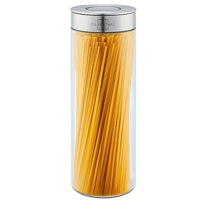 Imagen de SILBERTHAL Bote cocina almacenaje 1700ml Tarro despensa hermetico vidrio cristal con tapa acero inoxidable