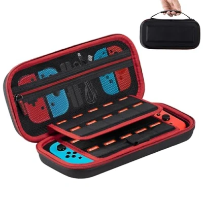 Imagen de Carehabi Funda Compatible con Nintendo Switch y New OLED, Dura OLED Almacenamiento para 19 Cassettes, Color Negro, Negro , Organizador de Bolsillo