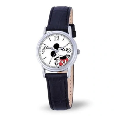 Imagen de DISNEY Mickey Mouse Cardiff Reloj analógico clásico de Cuarzo con Correa Piel para Adulto, Plata, Mujer